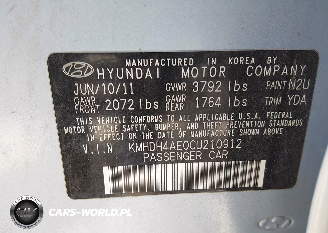 2012 Hyundai Elantra Gls (Ulsan Plant) VIN:KMHDH4AE0CU210912 - 9