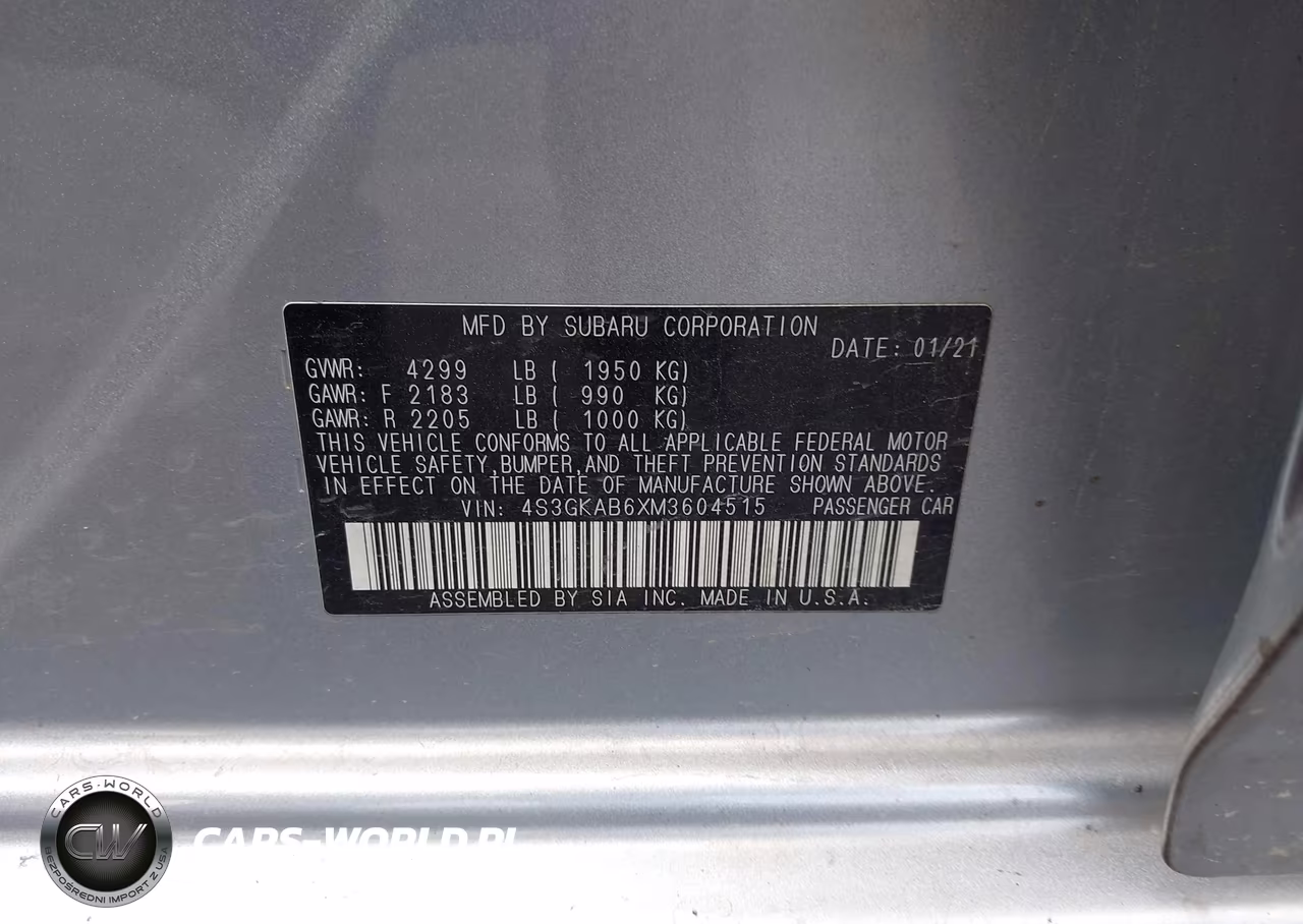 2021 Subaru Impreza Sedan VIN:4S3GKAB6XM3604515 - 9