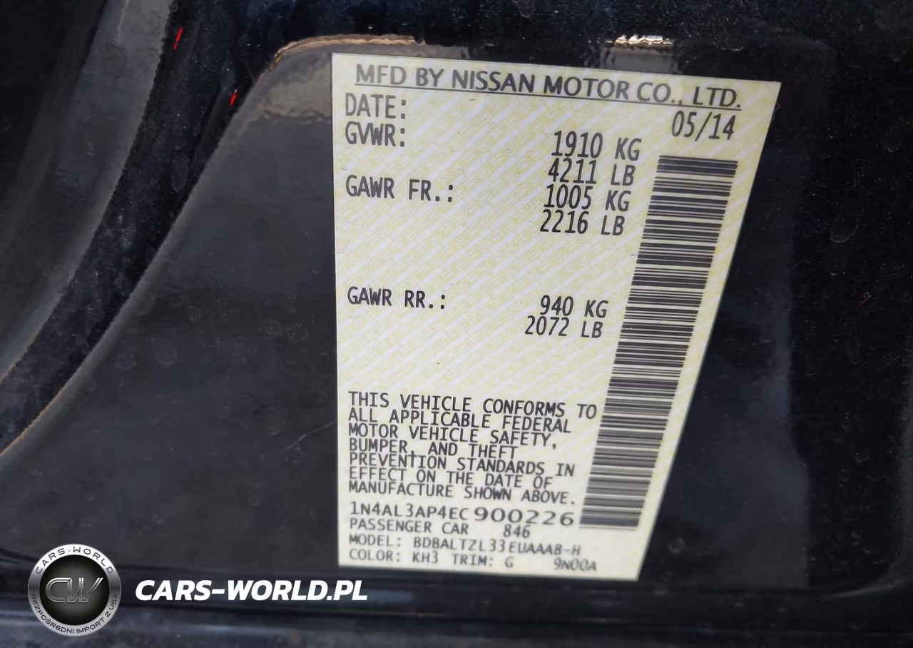 2014 Nissan Altima 2.5 Sv VIN:1N4AL3AP4EC900226 - 9