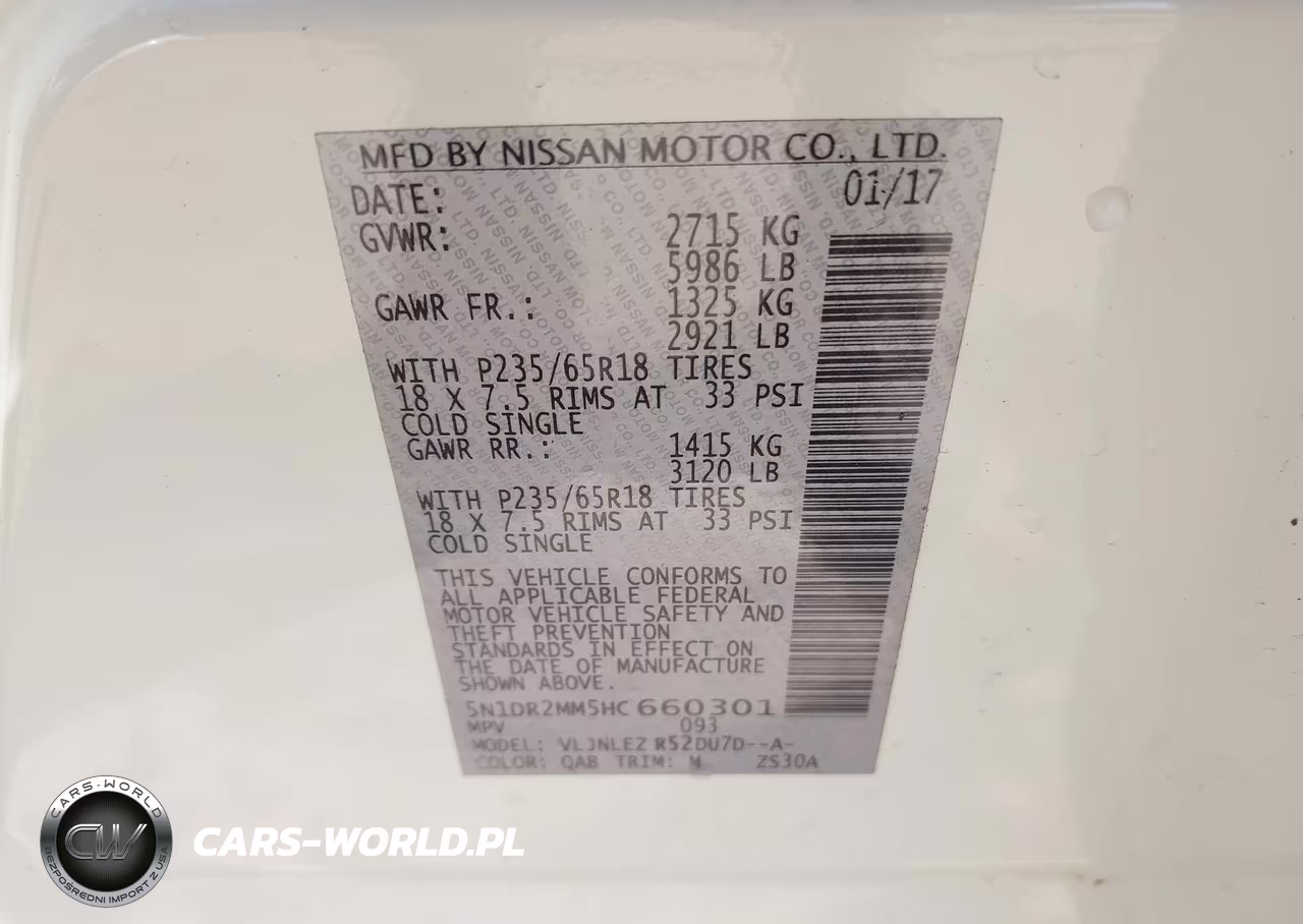 2017 Nissan Pathfinder Sv VIN:5N1DR2MM5HC660301 - 9