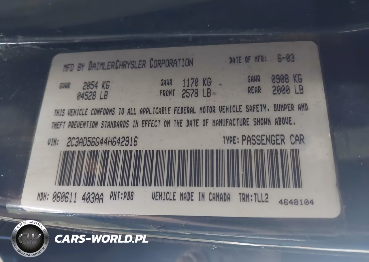 2004 Chrysler Concorde Limited VIN:2C3AD56G44H642916 - 9