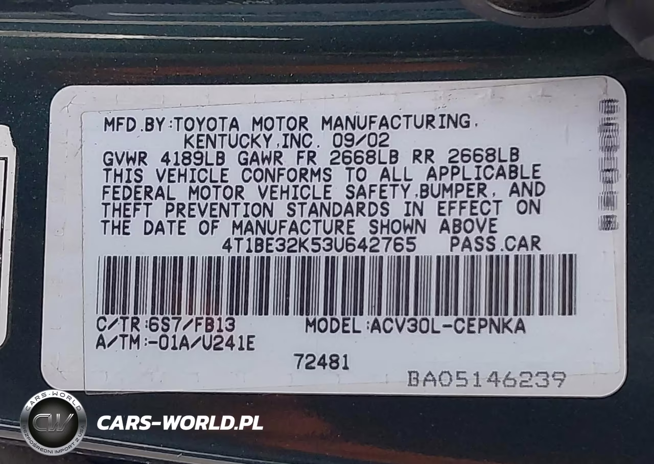 2003 Toyota Camry Le VIN:4T1BE32K53U642765 - 9