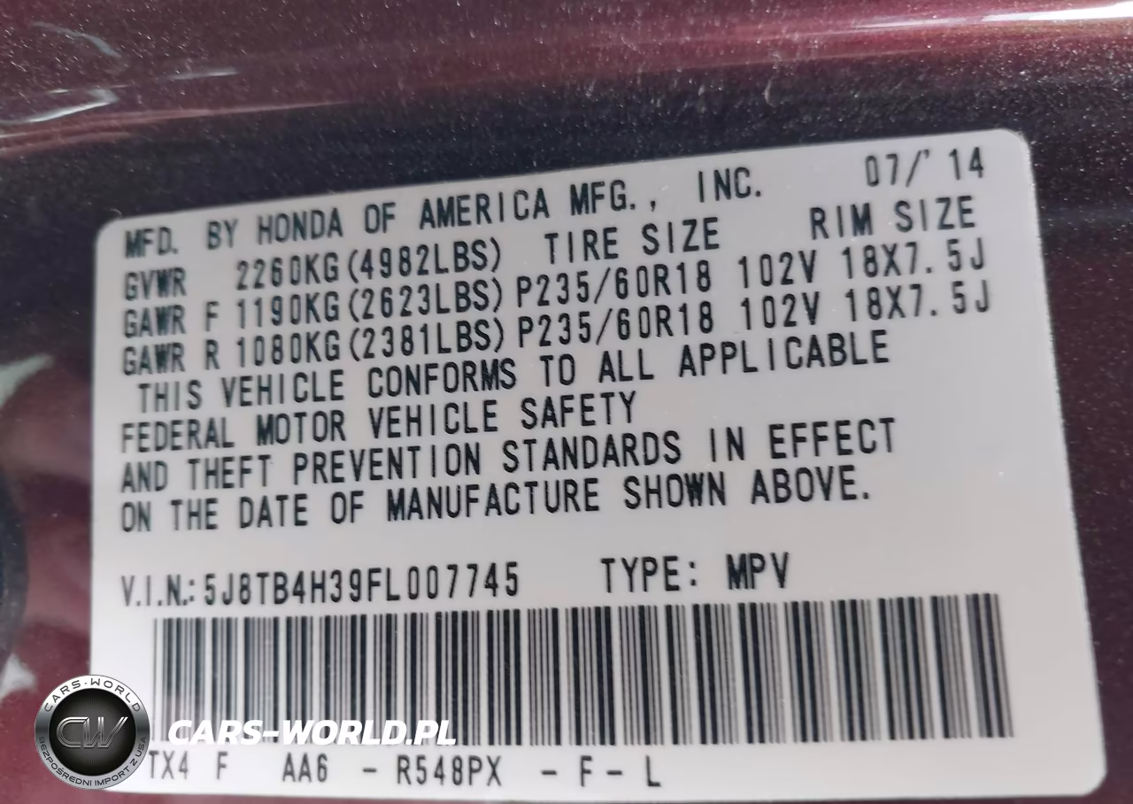 2015 Acura Rdx VIN:5J8TB4H39FL007745 - 9