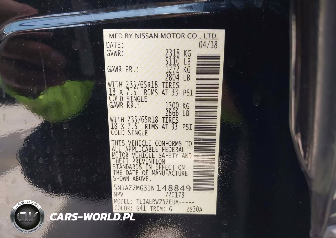 2018 Nissan Murano Sl VIN:5N1AZ2MG3JN148849 - 9