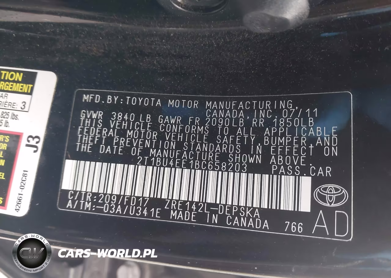 2011 Toyota Corolla S VIN:2T1BU4EE1BC658203 - 9