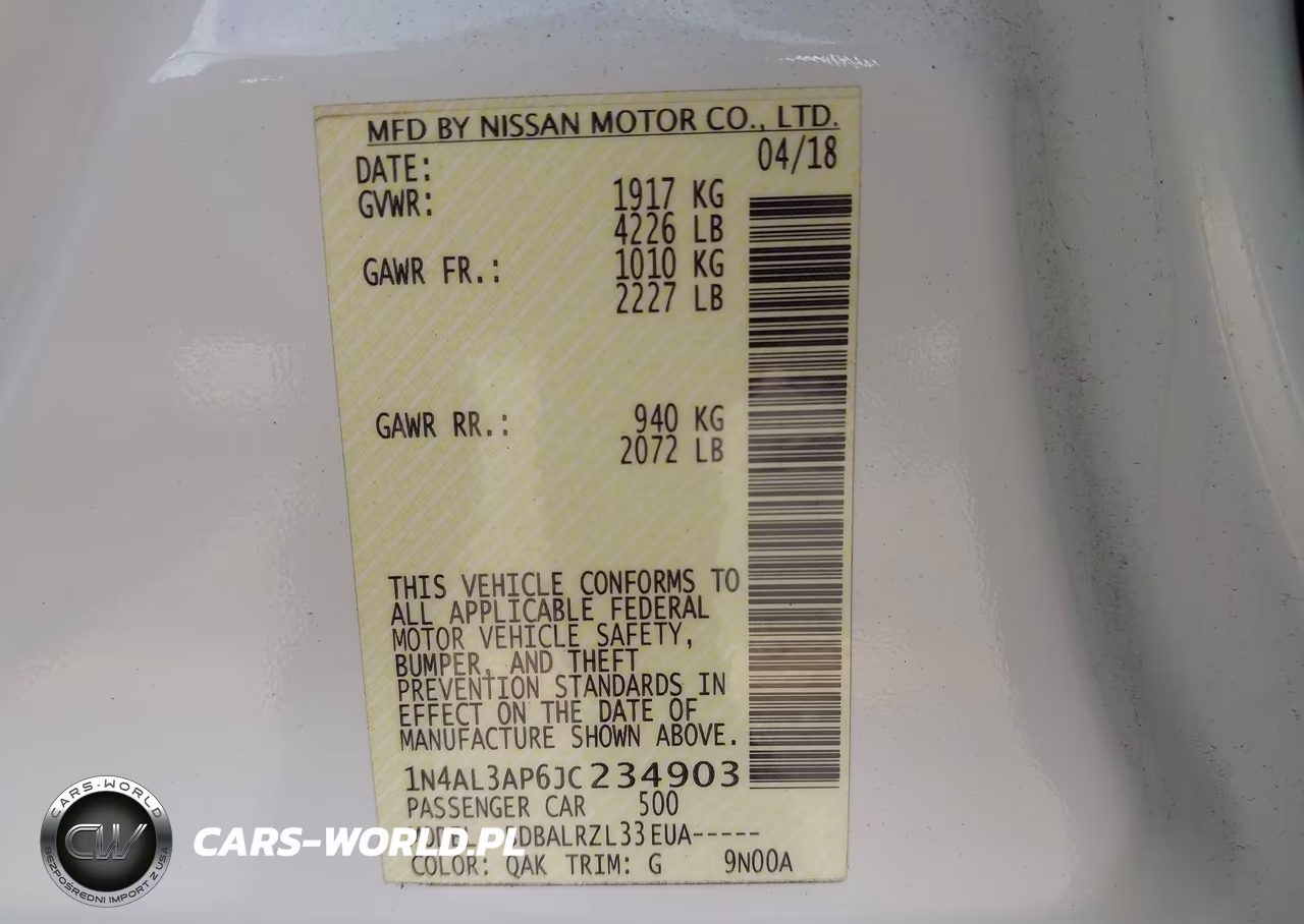 2018 Nissan Altima 2.5 Sl VIN:1N4AL3AP6JC234903 - 9
