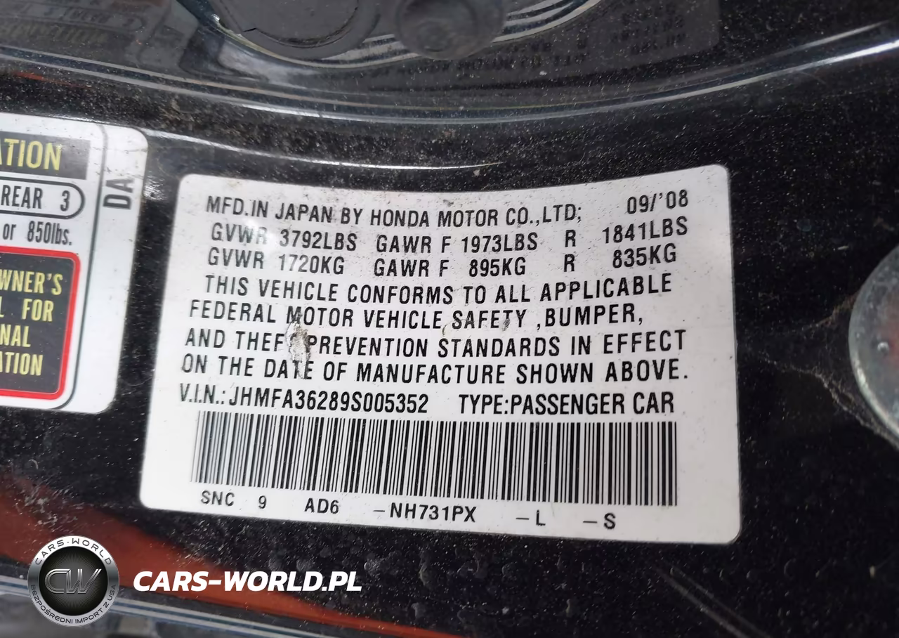 2009 Honda Civic Hybrid VIN:JHMFA36289S005352 - 9