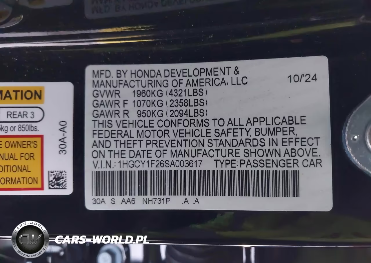 2025 Honda Accord Lx VIN:1HGCY1F26SA003617 - 9