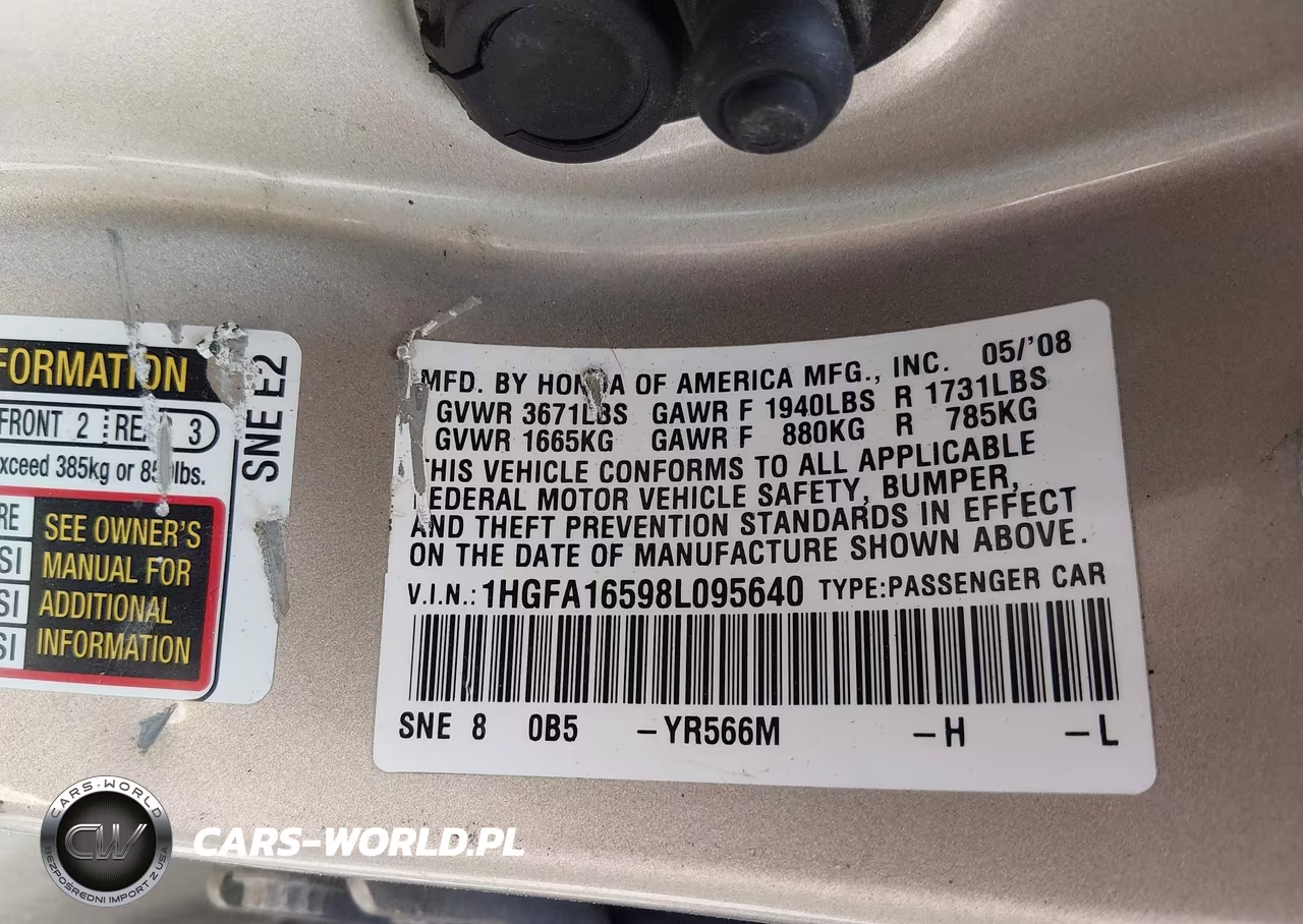 2008 Honda Civic Lx VIN:1HGFA16598L095640 - 9