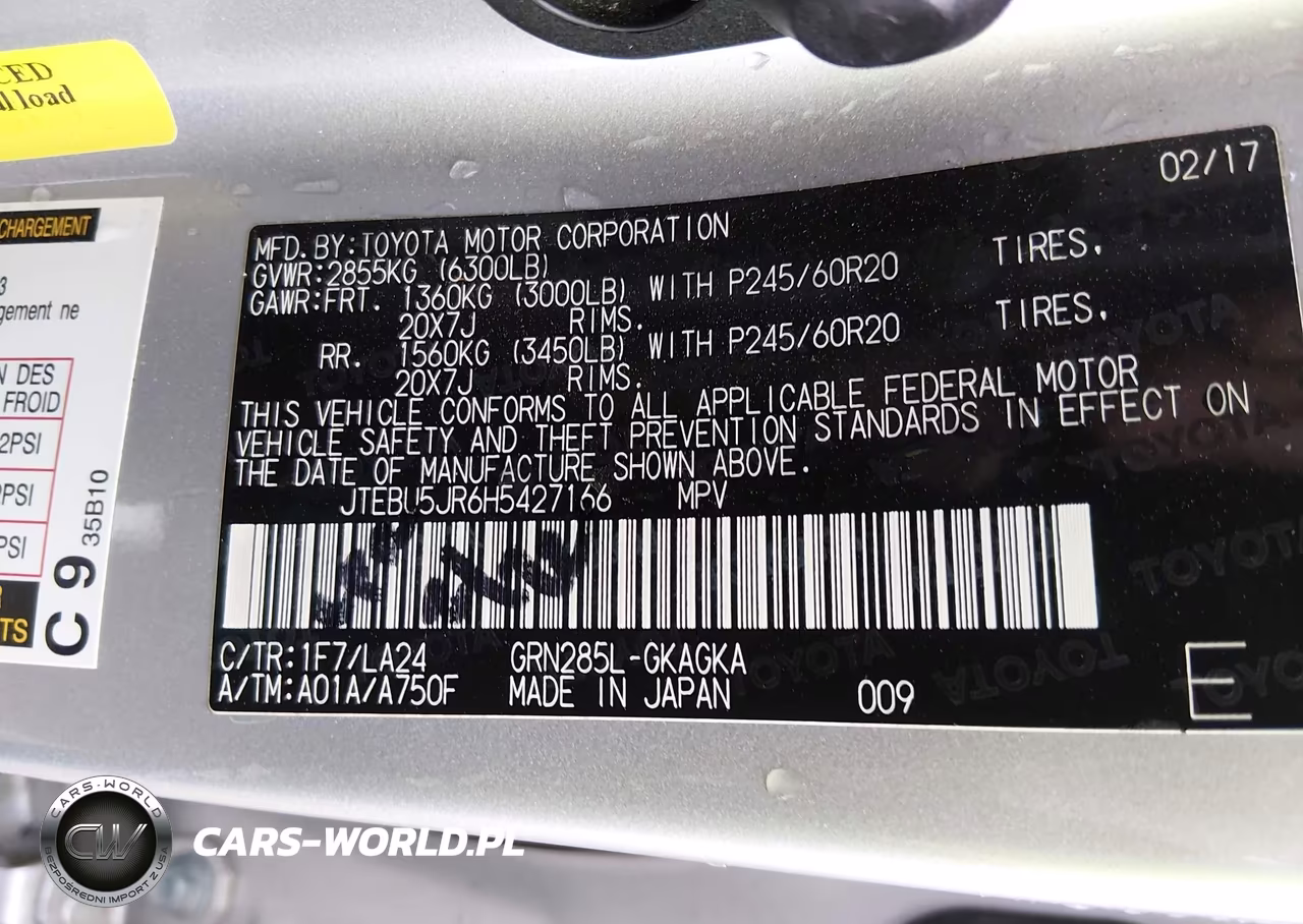 2017 Toyota 4Runner Limited VIN:JTEBU5JR6H5427166 - 9