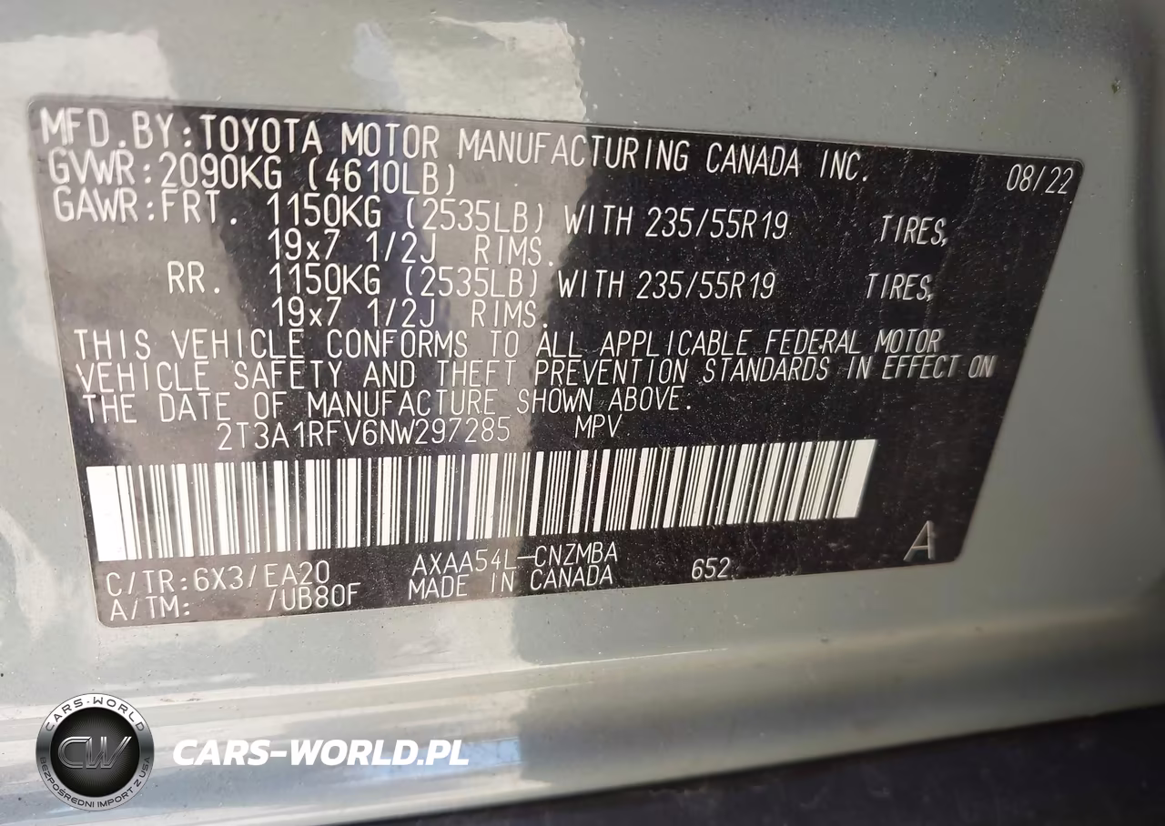 2022 Toyota Rav4 Xle Premium VIN:2T3A1RFV6NW297285 - 9