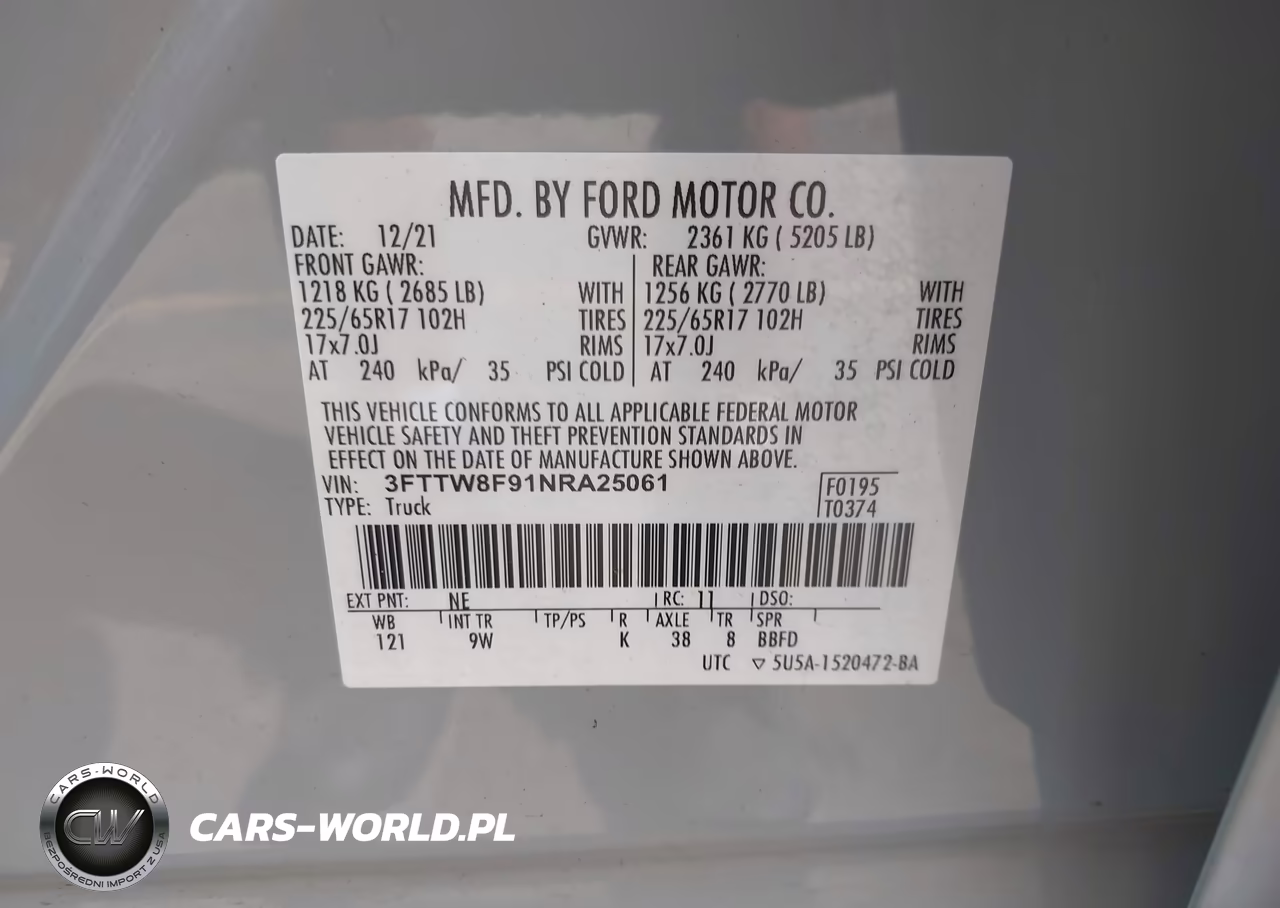 2022 Ford Maverick Xl VIN:3FTTW8F91NRA25061 - 9