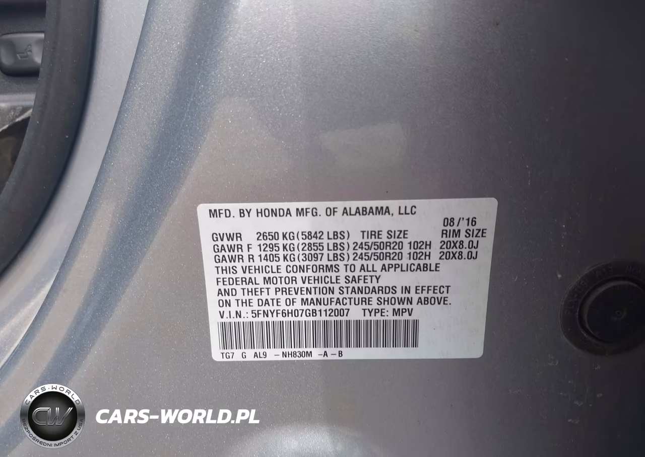 2016 Honda Pilot Elite VIN:5FNYF6H07GB112007 - 9