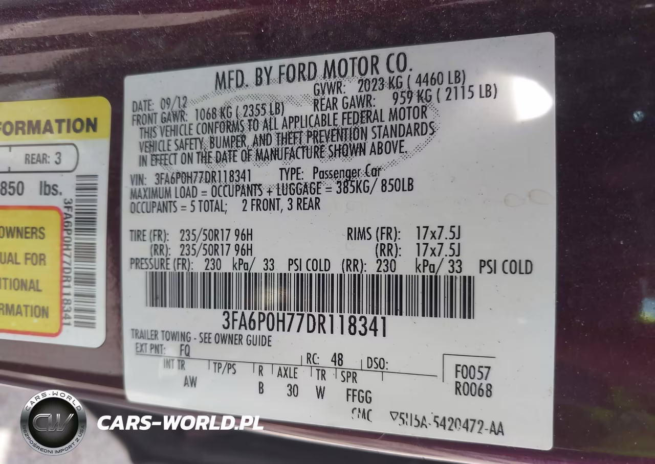2013 Ford Fusion Se VIN:3FA6P0H77DR118341 - 9