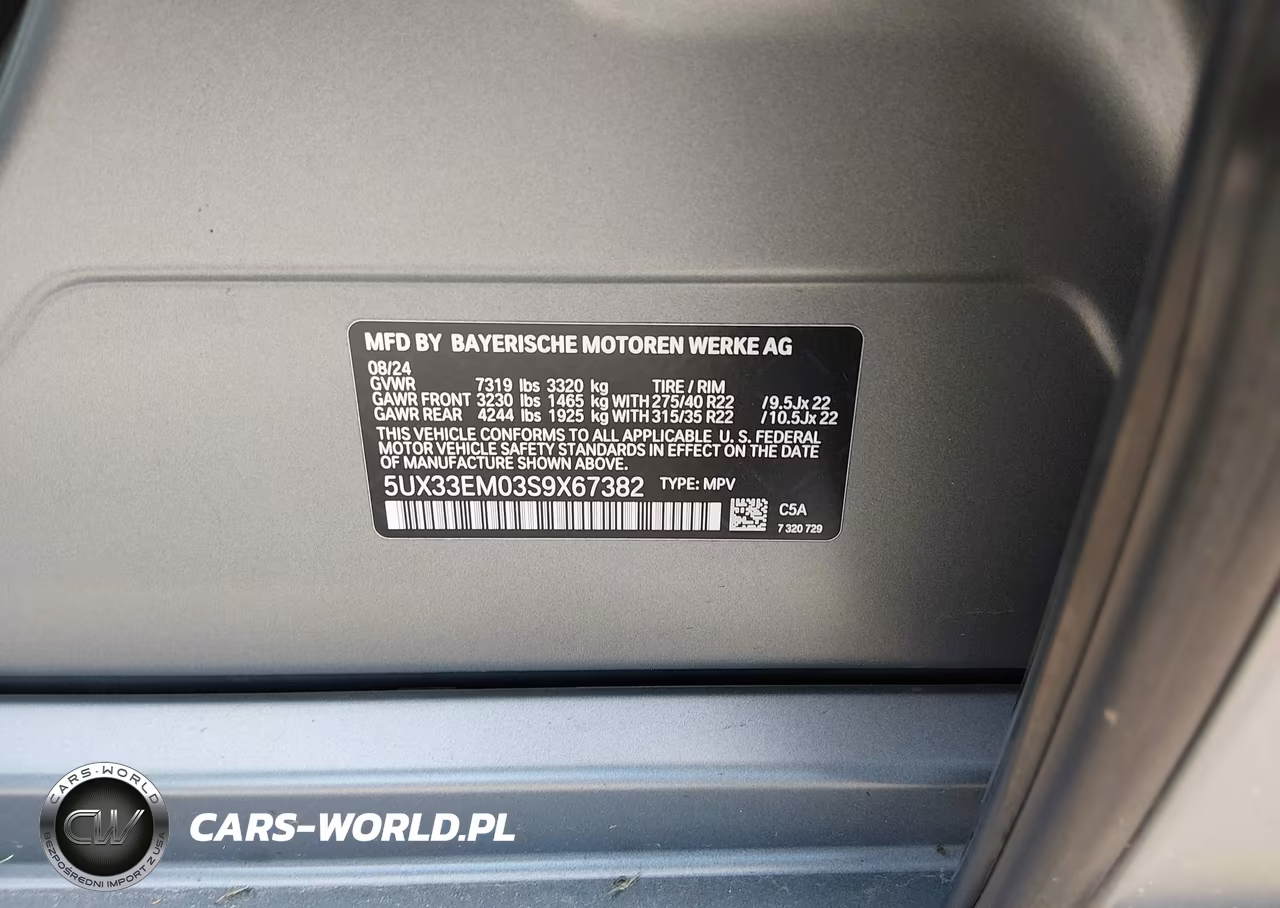 2025 BMW X7 M60I VIN:5UX33EM03S9X67382 - 9