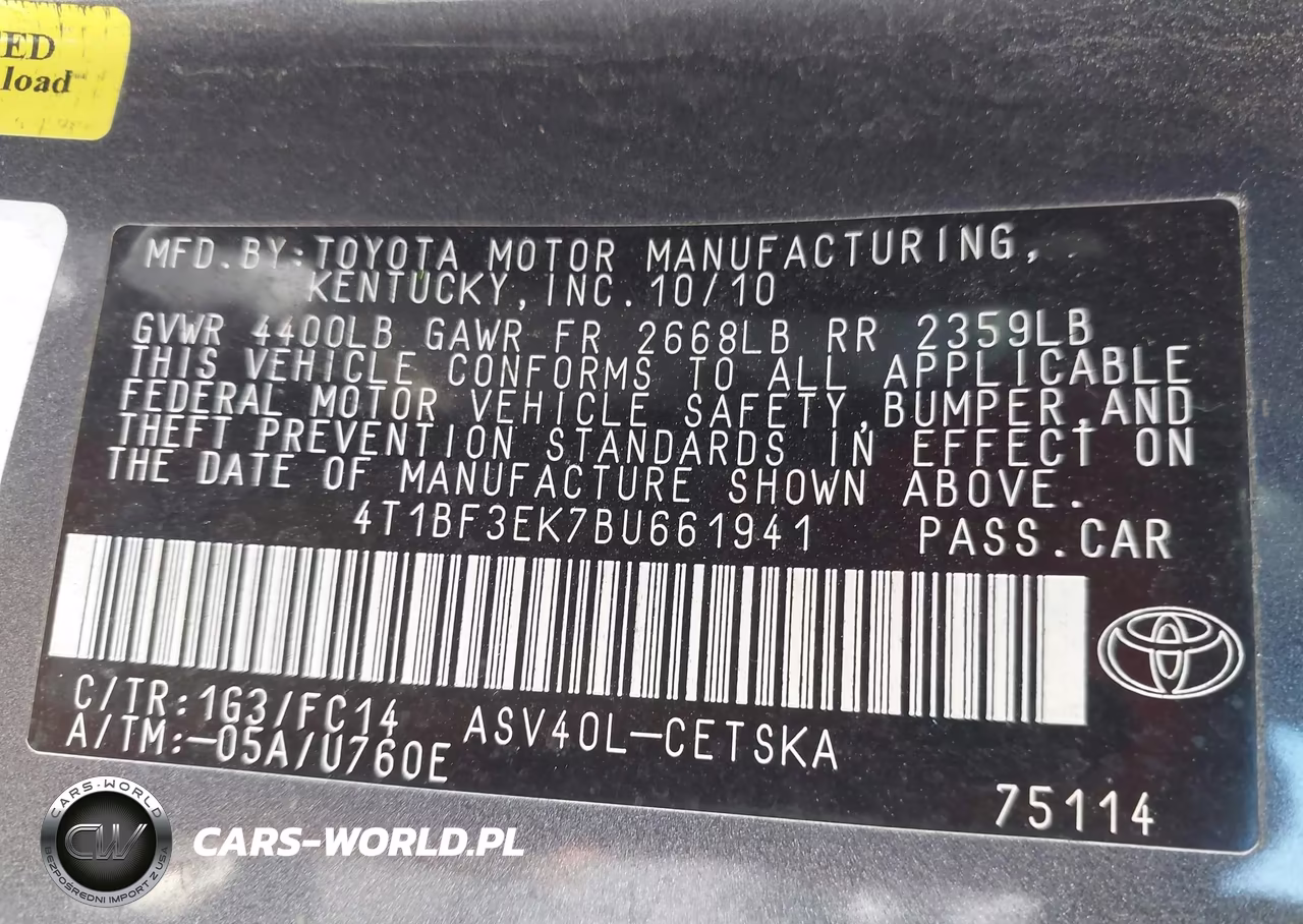 2011 Toyota Camry Se VIN:4T1BF3EK7BU661941 - 9