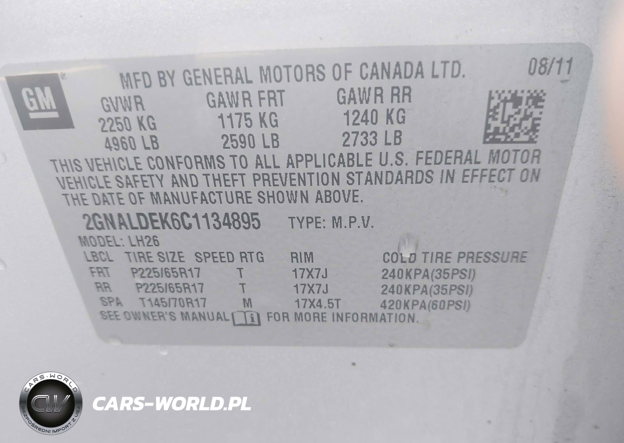 2012 Chevrolet Equinox 1Lt VIN:2GNALDEK6C1134895 - 9