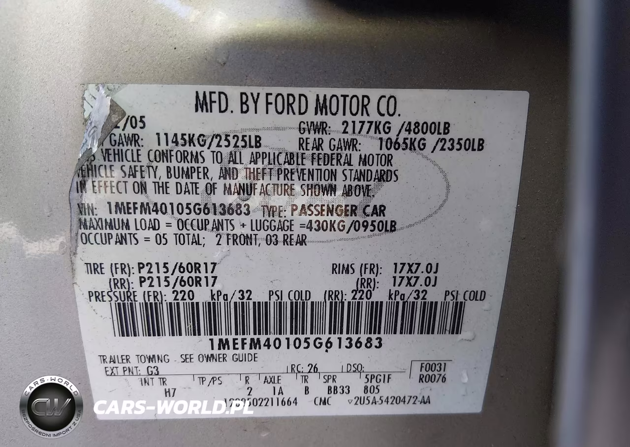 2005 Mercury Montego Luxury VIN:1MEFM40105G613683 - 9