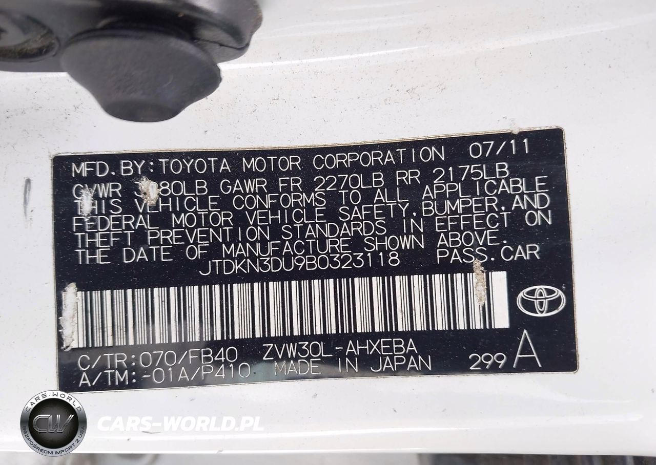 2011 Toyota Prius Two VIN:JTDKN3DU9B0323118 - 9
