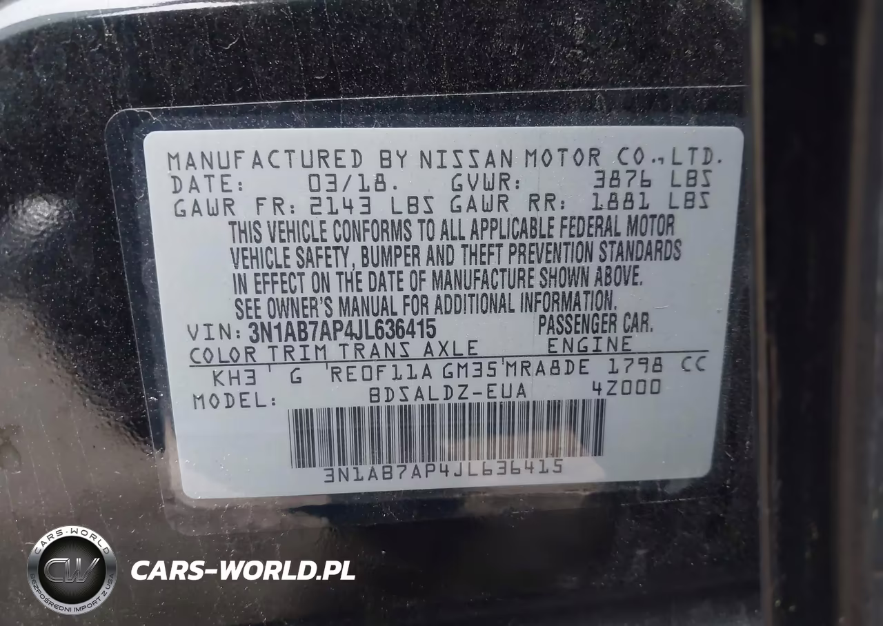 2018 Nissan Sentra Sv VIN:3N1AB7AP4JL636415 - 9
