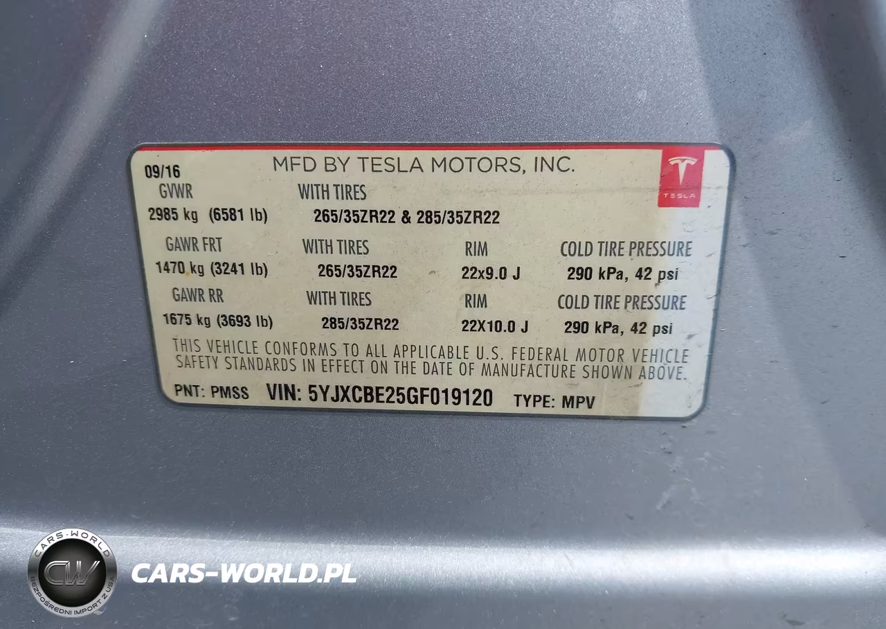 2016 Tesla Model X 60D-70D-75D-90D-P100D VIN:5YJXCBE25GF019120 - 9