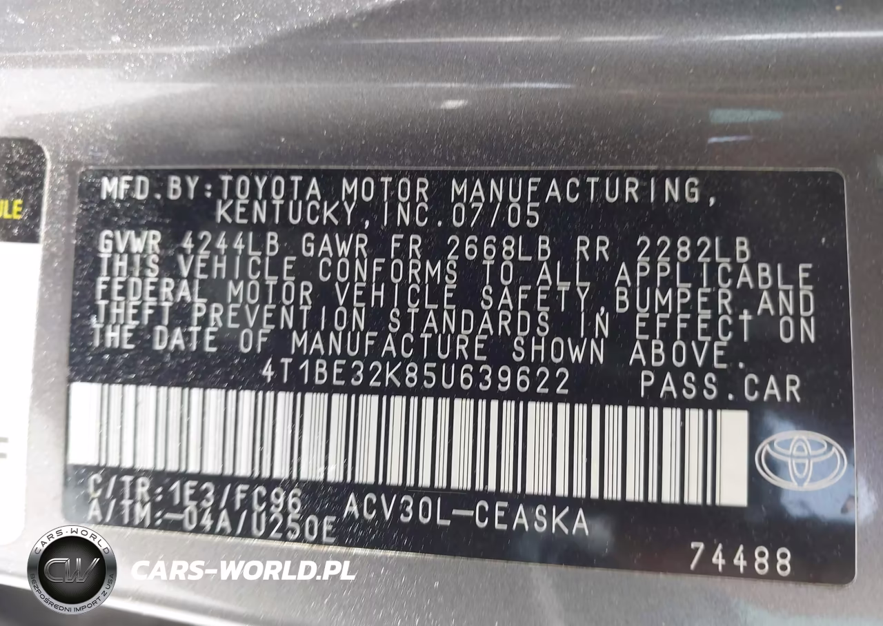 2005 Toyota Camry Se VIN:4T1BE32K85U639622 - 9