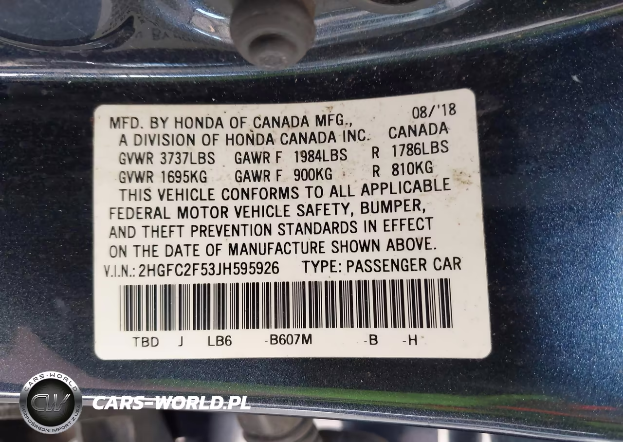 2018 Honda Civic Lx VIN:2HGFC2F53JH595926 - 9
