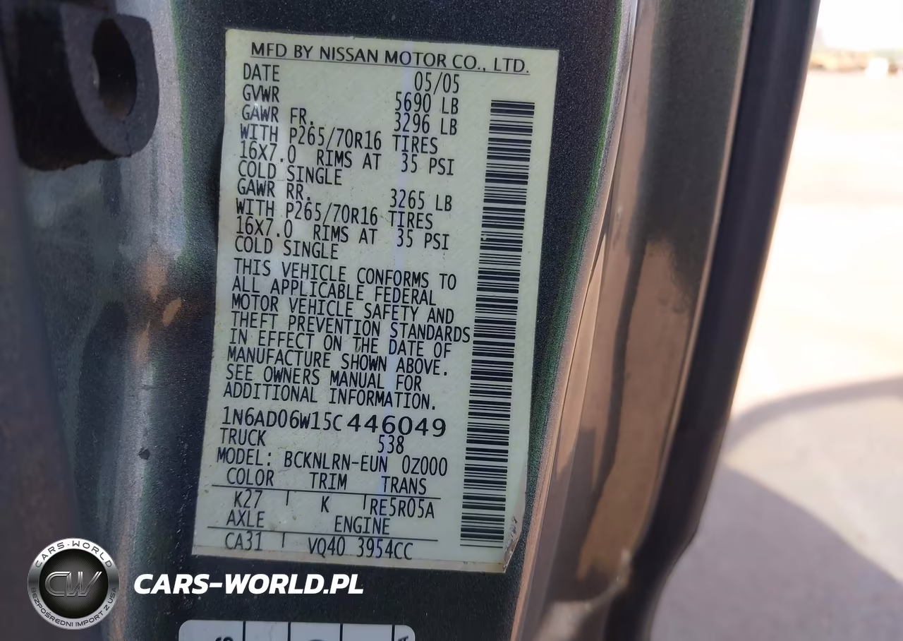 2005 Nissan Frontier Se VIN:1N6AD06W15C446049 - 9
