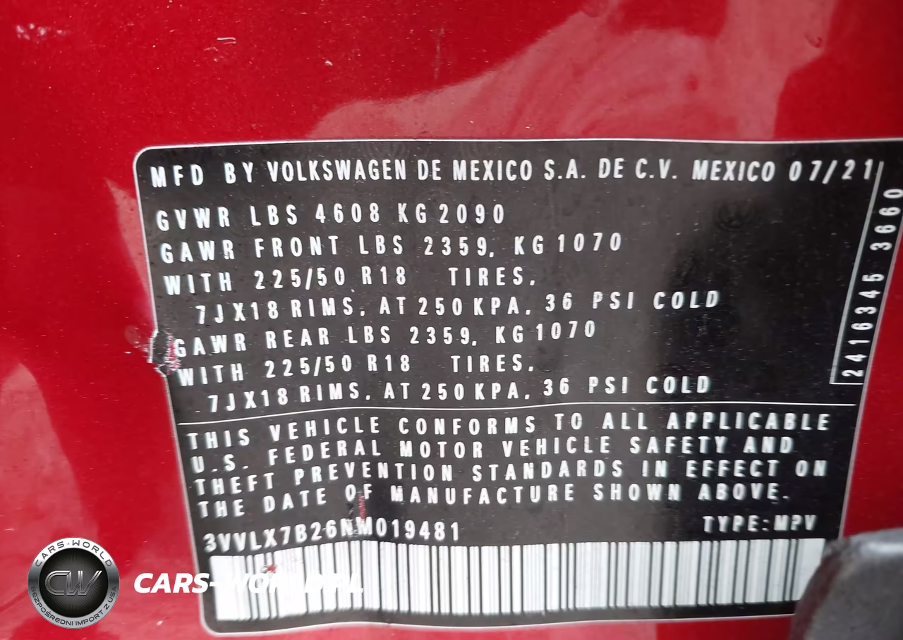 2022 Volkswagen Taos 1.5T Se VIN:3VVLX7B26NM019481 - 9