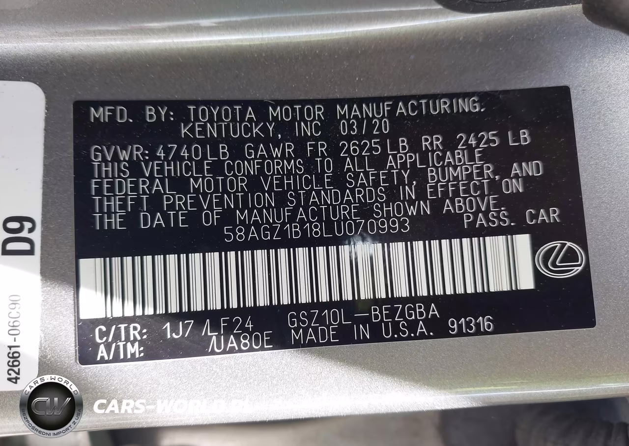 2020 Lexus Es 350 F Sport VIN:58AGZ1B18LU070993 - 9