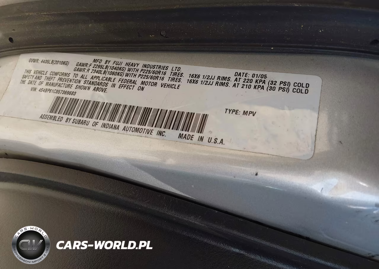 2005 Subaru Outback 2.5I VIN:4S4BP61C857369683 - 9