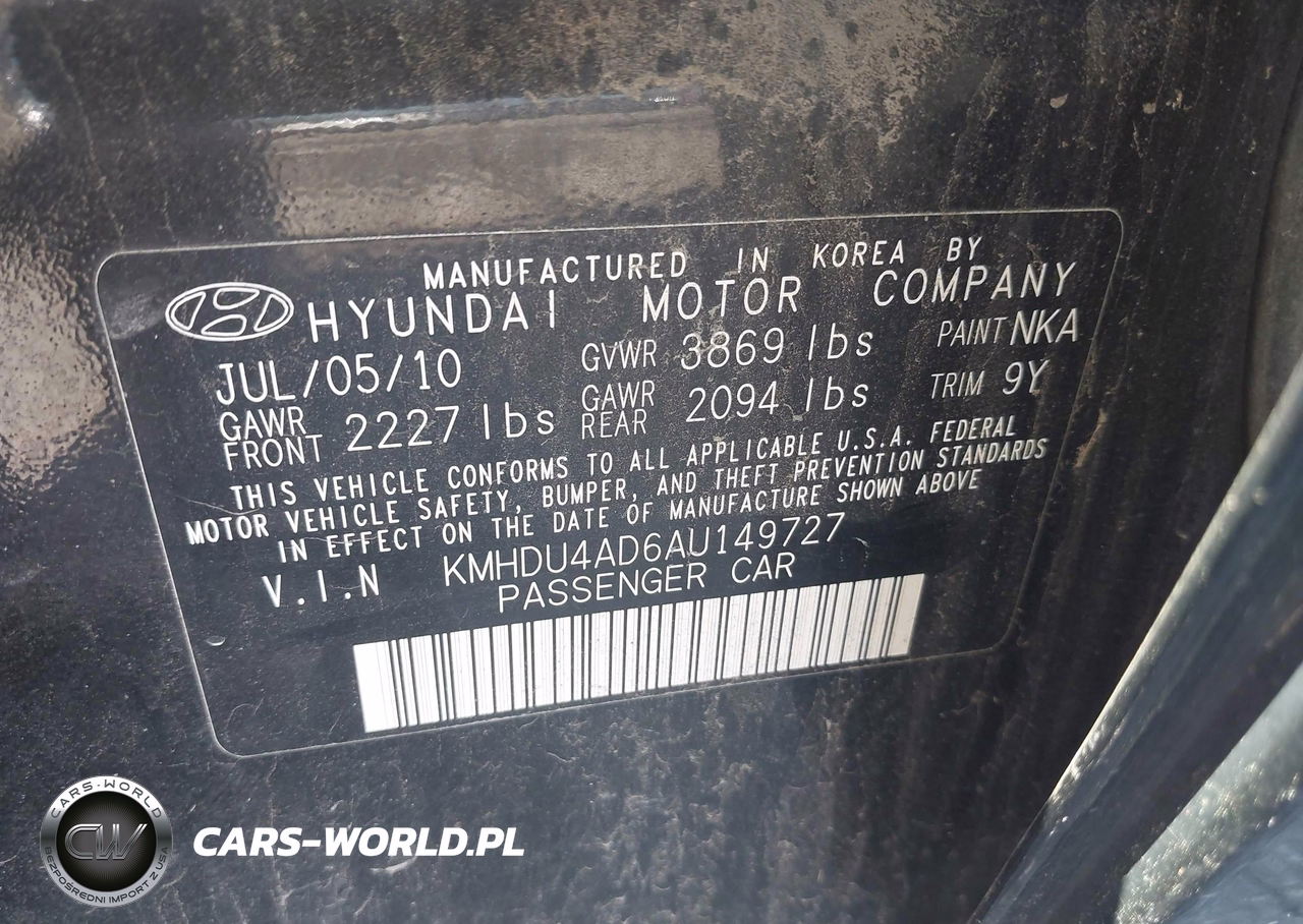 2010 Hyundai Elantra Gls VIN:KMHDU4AD6AU149727 - 9