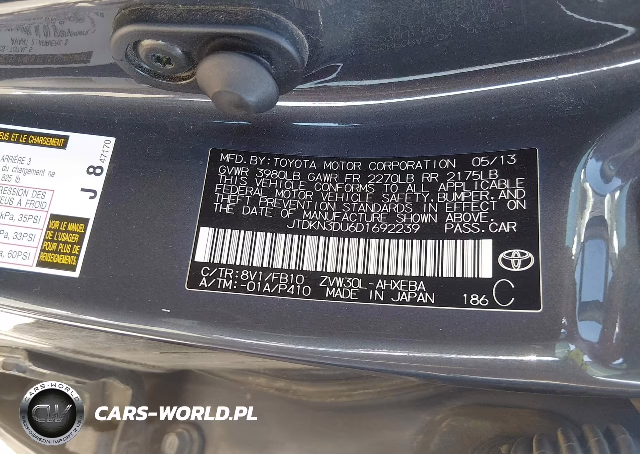 2013 Toyota Prius Two VIN:JTDKN3DU6D1692239 - 9