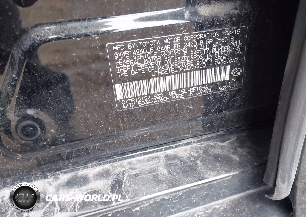 2015 Lexus Gs 350 VIN:JTHCE1BL0FA009200 - 9