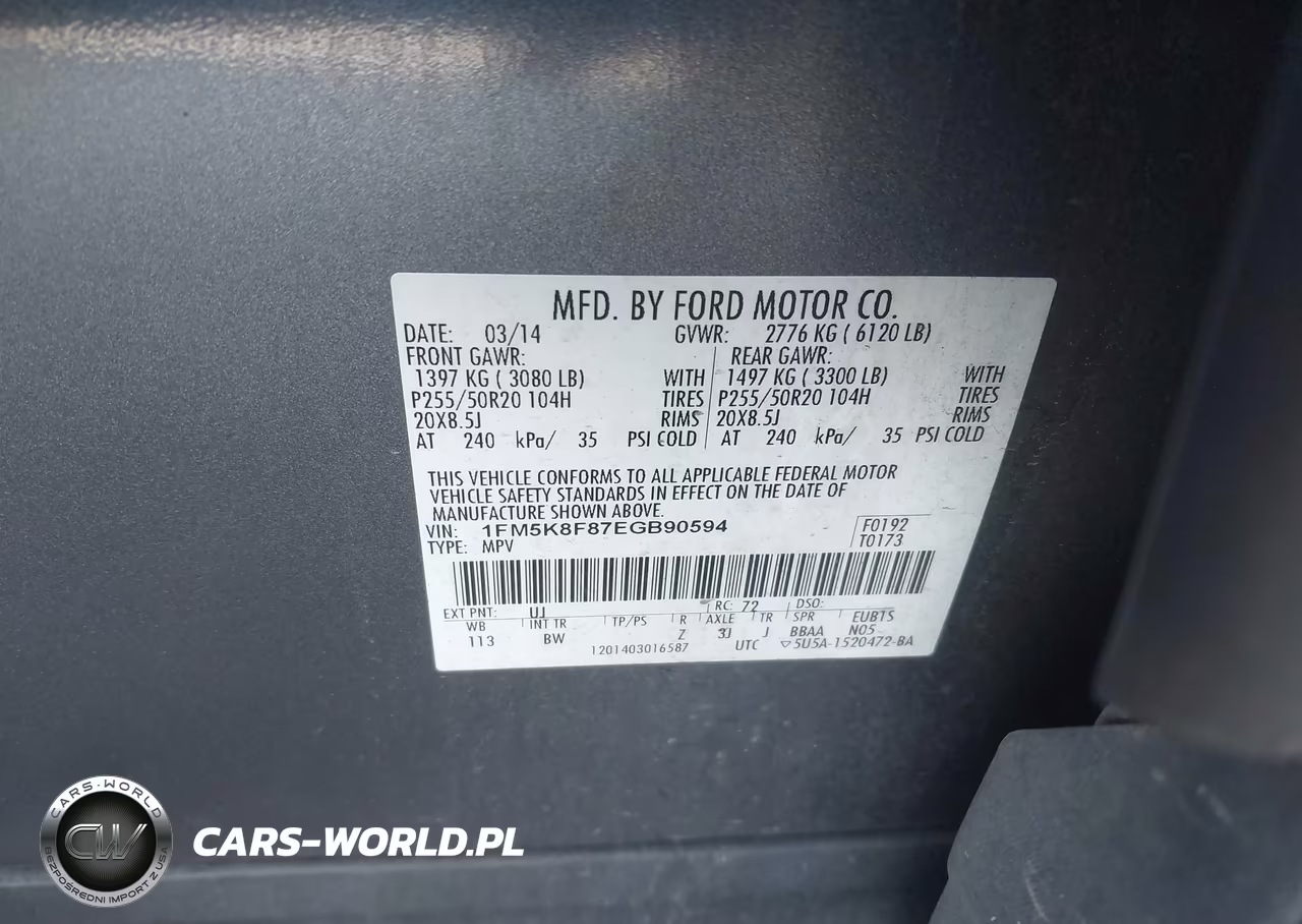 2014 Ford Explorer Limited VIN:1FM5K8F87EGB90594 - 9