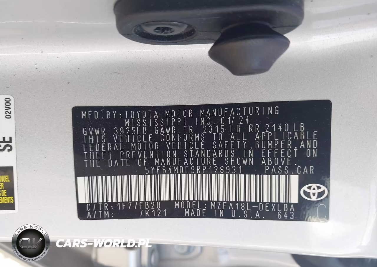 2024 Toyota Corolla Le VIN:5YFB4MDE9RP128931 - 9