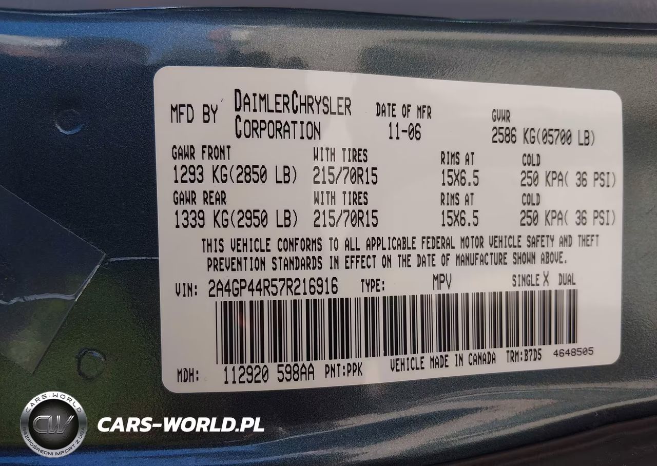 2007 Chrysler Town & Country Lx VIN:2A4GP44R57R216916 - 9