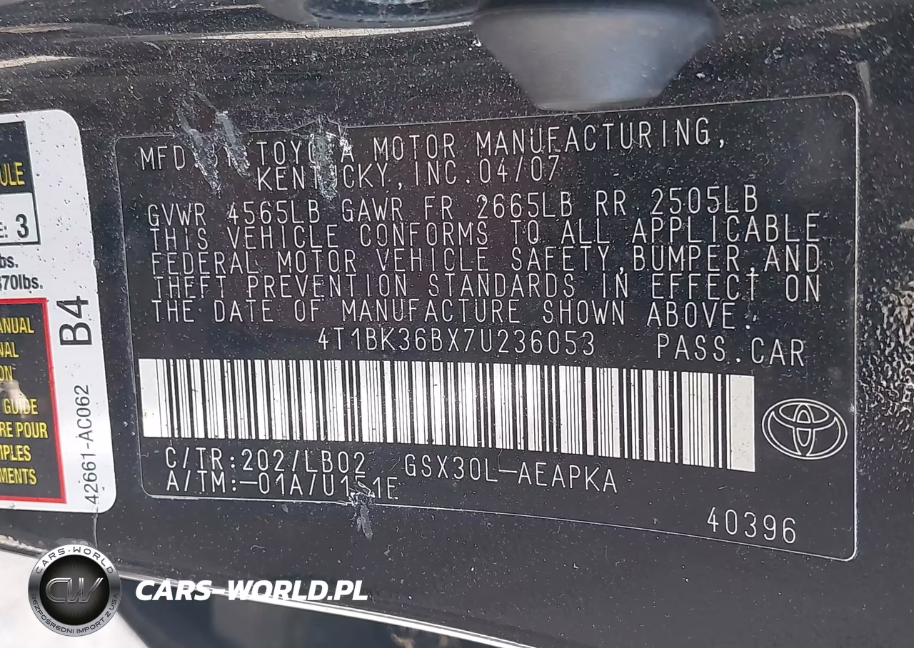 2007 Toyota Avalon Limited VIN:4T1BK36BX7U236053 - 9