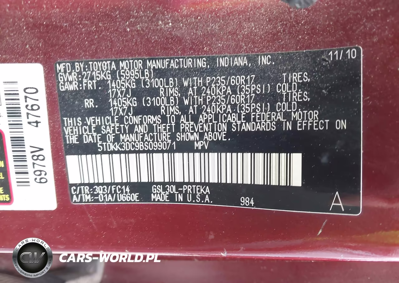 2011 Toyota Sienna Le V6 VIN:5TDKK3DC9BS099071 - 9