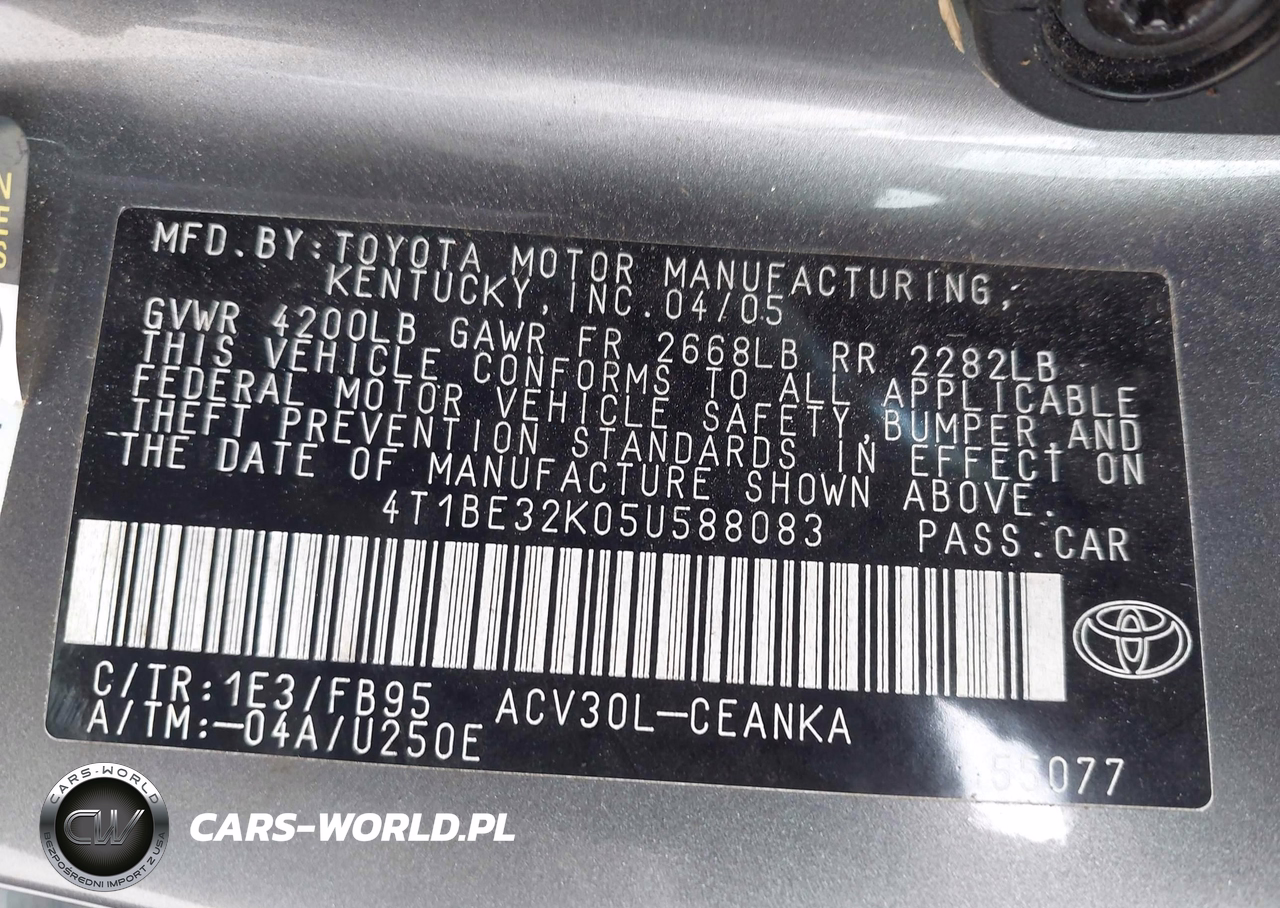 2005 Toyota Camry Std VIN:4T1BE32K05U588083 - 9
