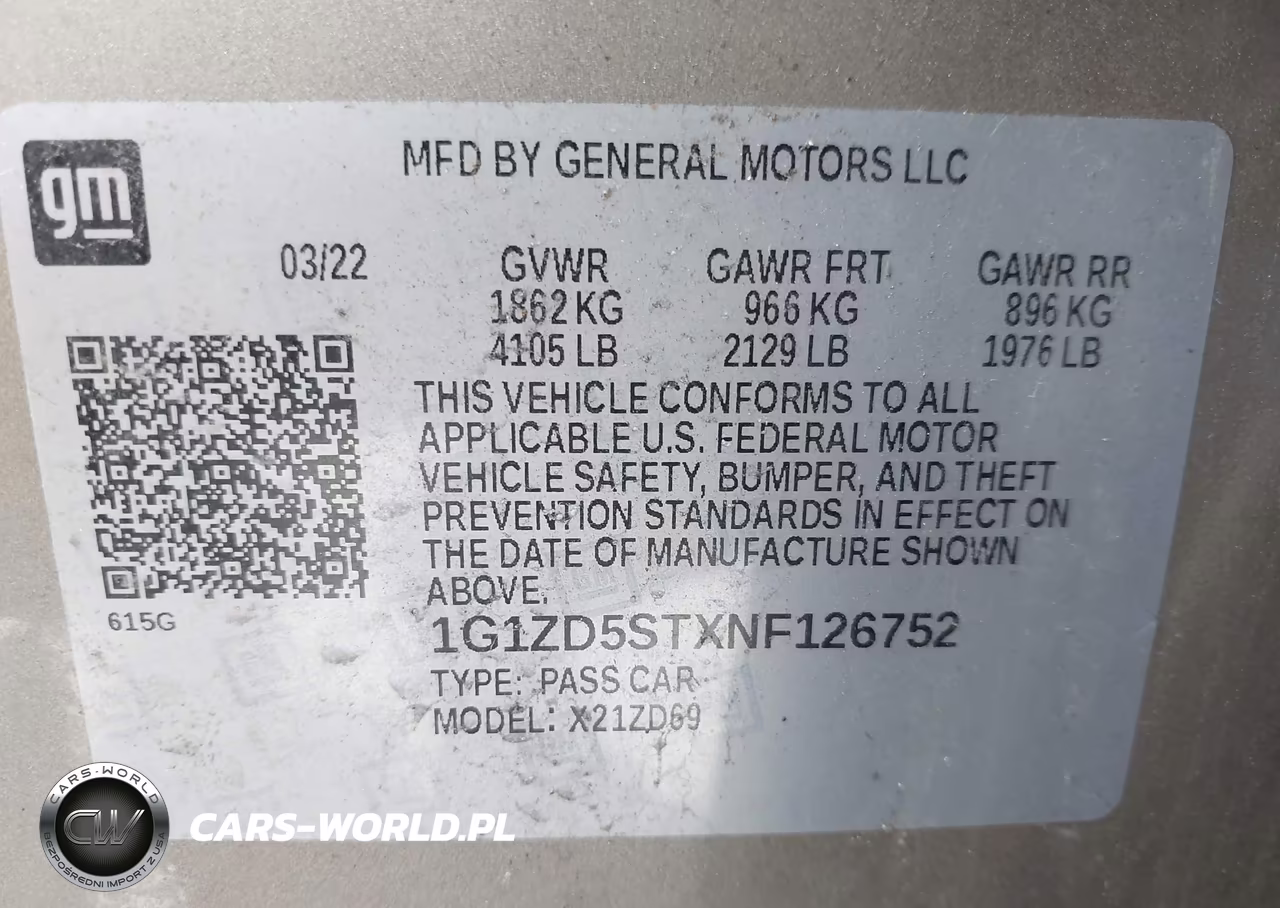 2022 Chevrolet Malibu Fwd Lt VIN:1G1ZD5STXNF126752 - 9