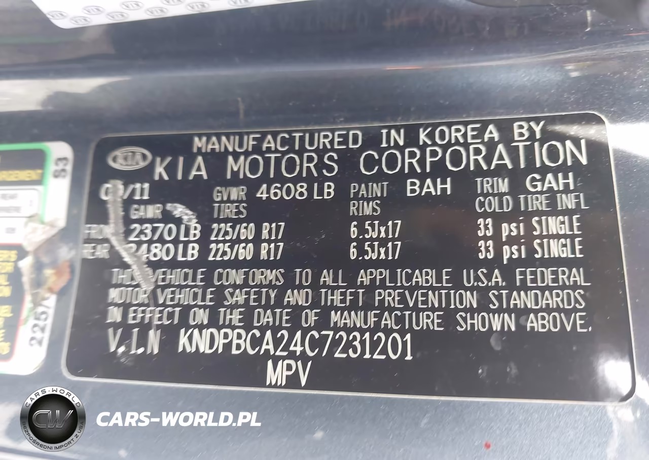 2012 Kia Sportage Lx VIN:KNDPBCA24C7231201 - 9