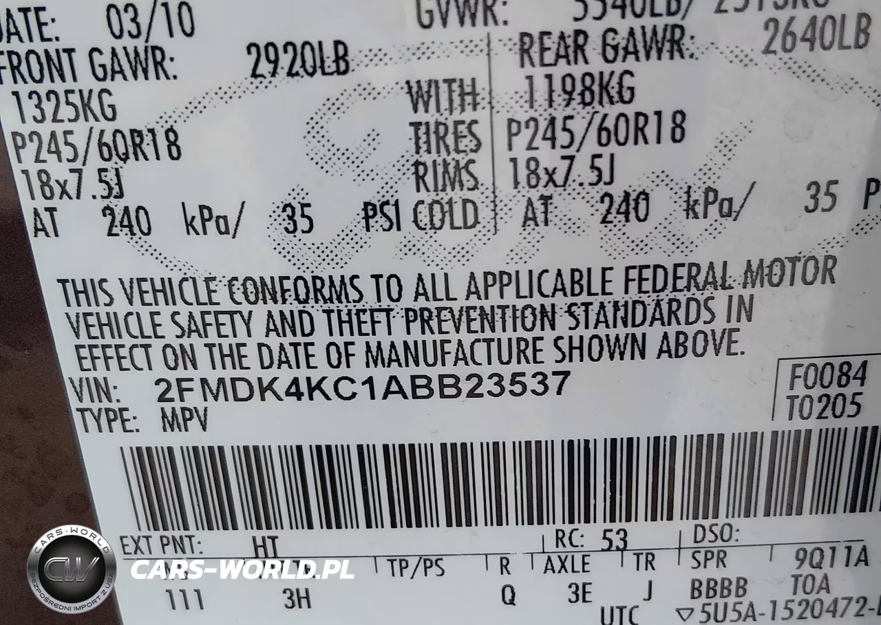 2010 Ford Edge Limited VIN:2FMDK4KC1ABB23537 - 9