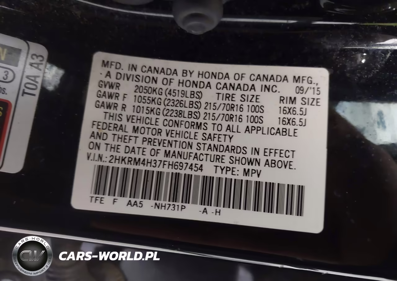 2015 Honda Cr-V Lx VIN:2HKRM4H37FH697454 - 9