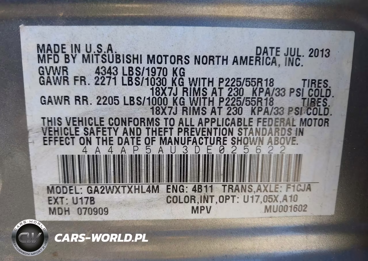 2013 Mitsubishi Outlander Sport Le VIN:4A4AP5AU3DE025622 - 9