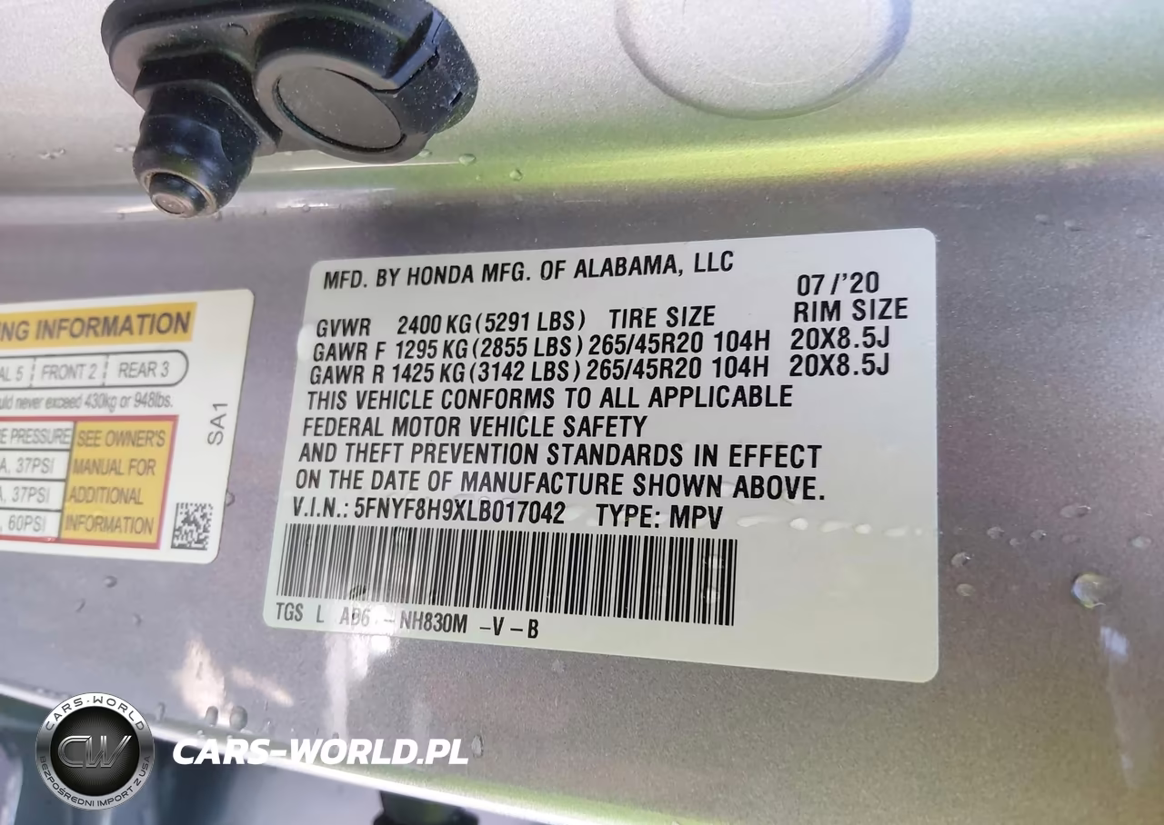 2020 Honda Passport Awd Touring VIN:5FNYF8H9XLB017042 - 9