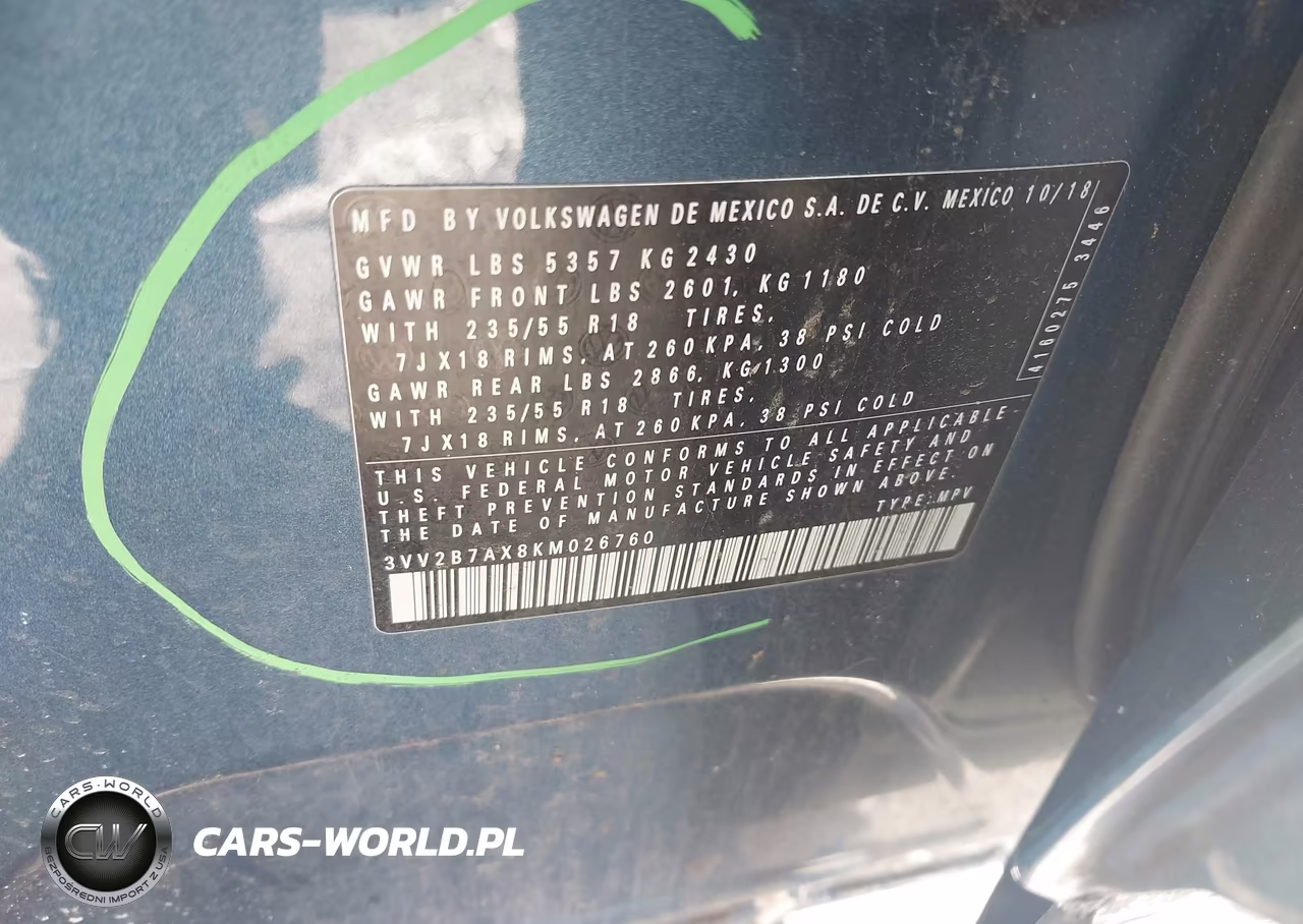2019 Volkswagen Tiguan 2.0T Se-2.0T Sel-2.0T Sel R-Line-2.0T Sel R-Line Black VIN:3VV2B7AX8KM026760 - 9