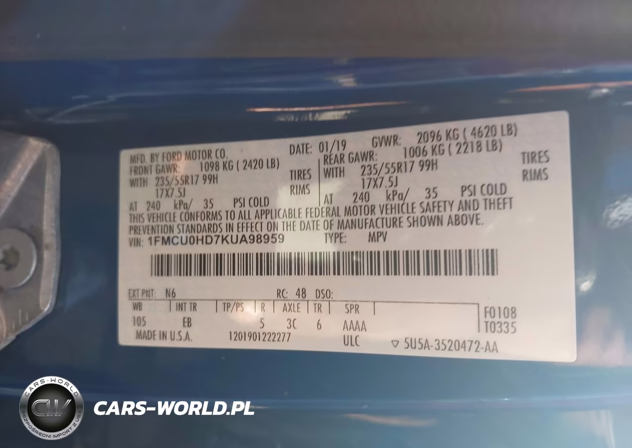 2019 Ford Escape Sel VIN:1FMCU0HD7KUA98959 - 9