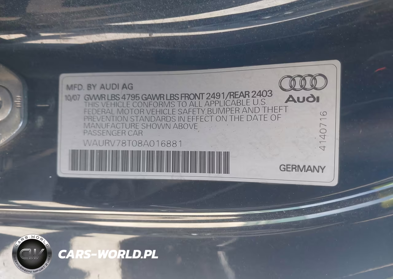 2008 Audi S5 4.2L VIN:WAURV78T08A016881 - 9