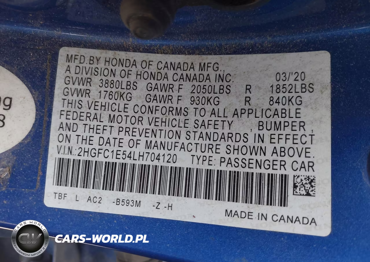 2020 Honda Civic Si Sedan VIN:2HGFC1E54LH704120 - 9